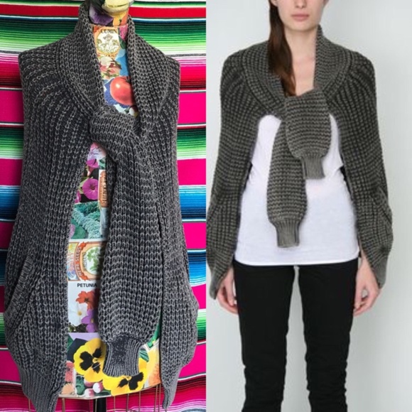 Alexander Wang Sweaters - Alexander Wang Sweater Cape Shawl Cable Knit